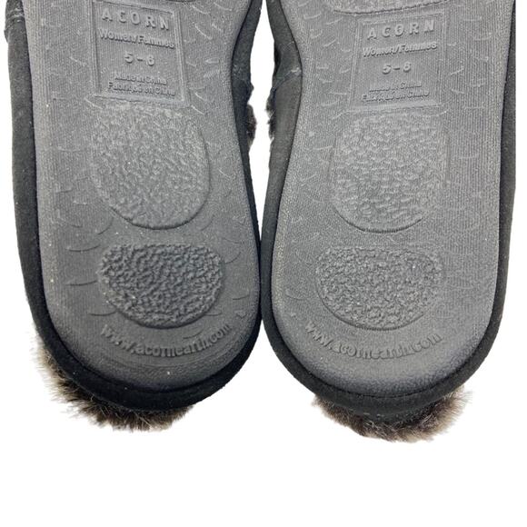 Acorn Original Moccasins In Charcoal Faux Fur Women’s Size 5-6 - Picture 8 of 9